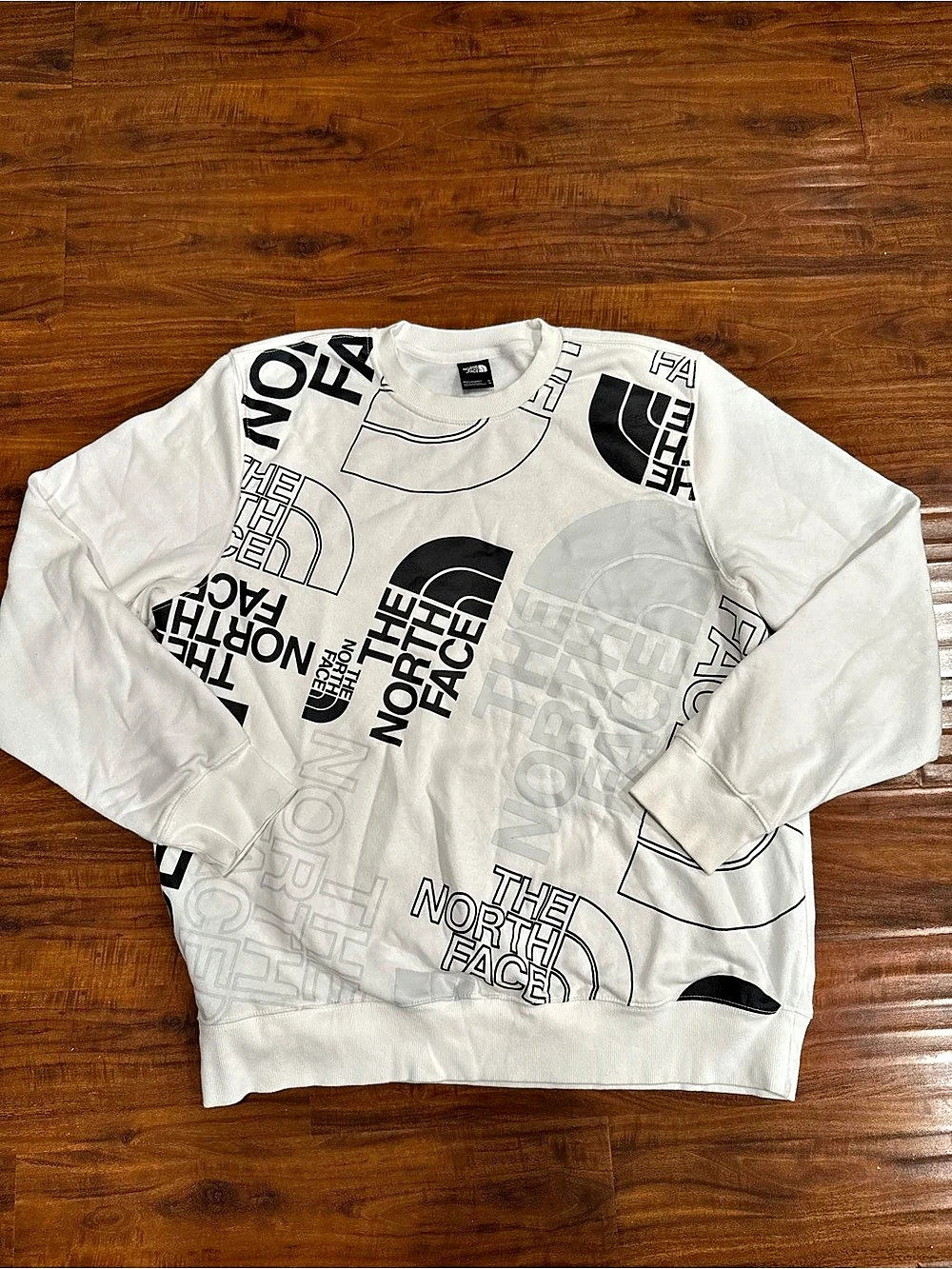 The North Face All-Over Print Crewneck Sweatshirt White & Black